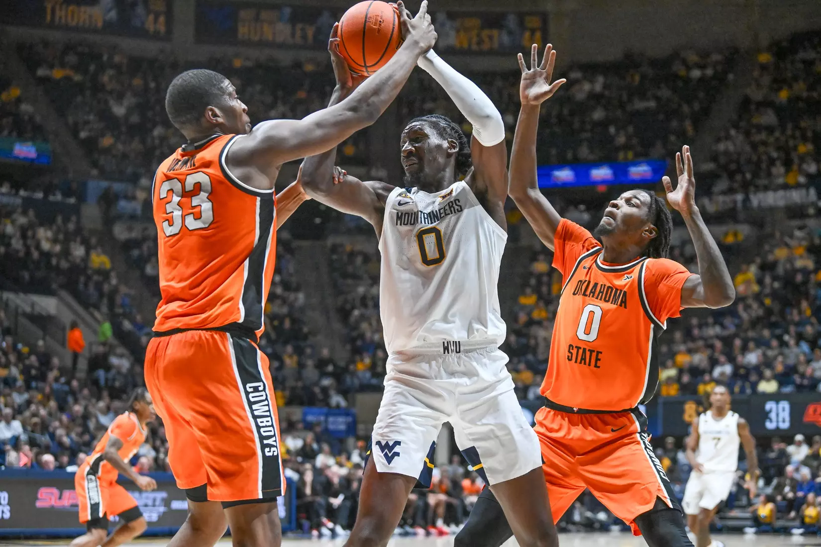 Eduardo Andre looks to pass during second half action against Oklahoma St.