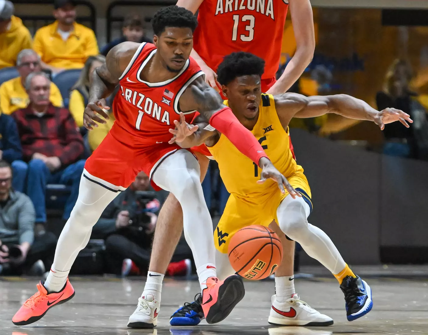 Joseph Yesufu tries for a steal.