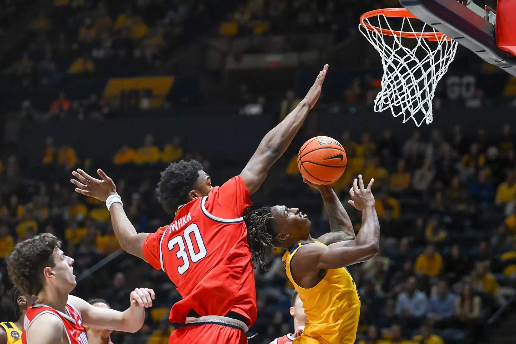 Javon Small scores two points.