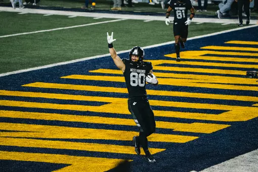 Tight end Grayson Barnes celebrates following a touchdown in the second quarter against TCU on Saturday, Oct. 25, 2025.