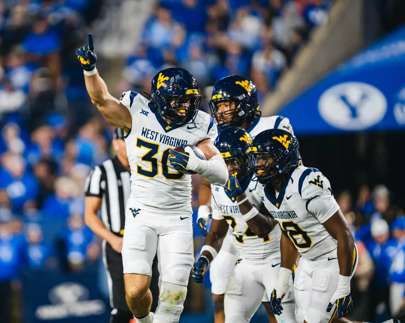 West Virginia faces BYU at Lavelle Edwards Stadium in Provo, Utah, on Friday, Oct. 3, 2025.
