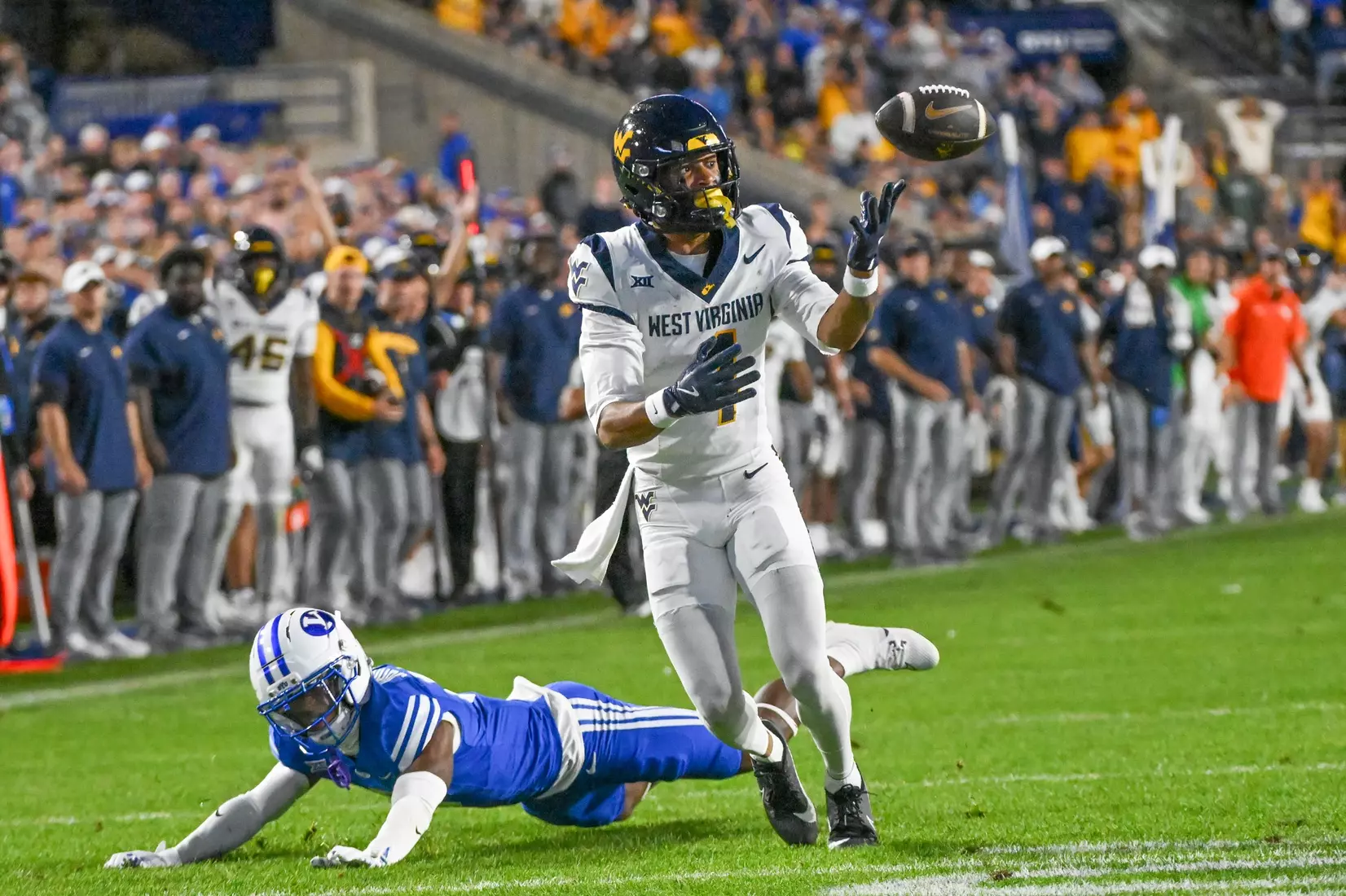 West Virginia faces BYU at Lavelle Edwards Stadium in Provo, Utah, on Friday, Oct. 3, 2025.