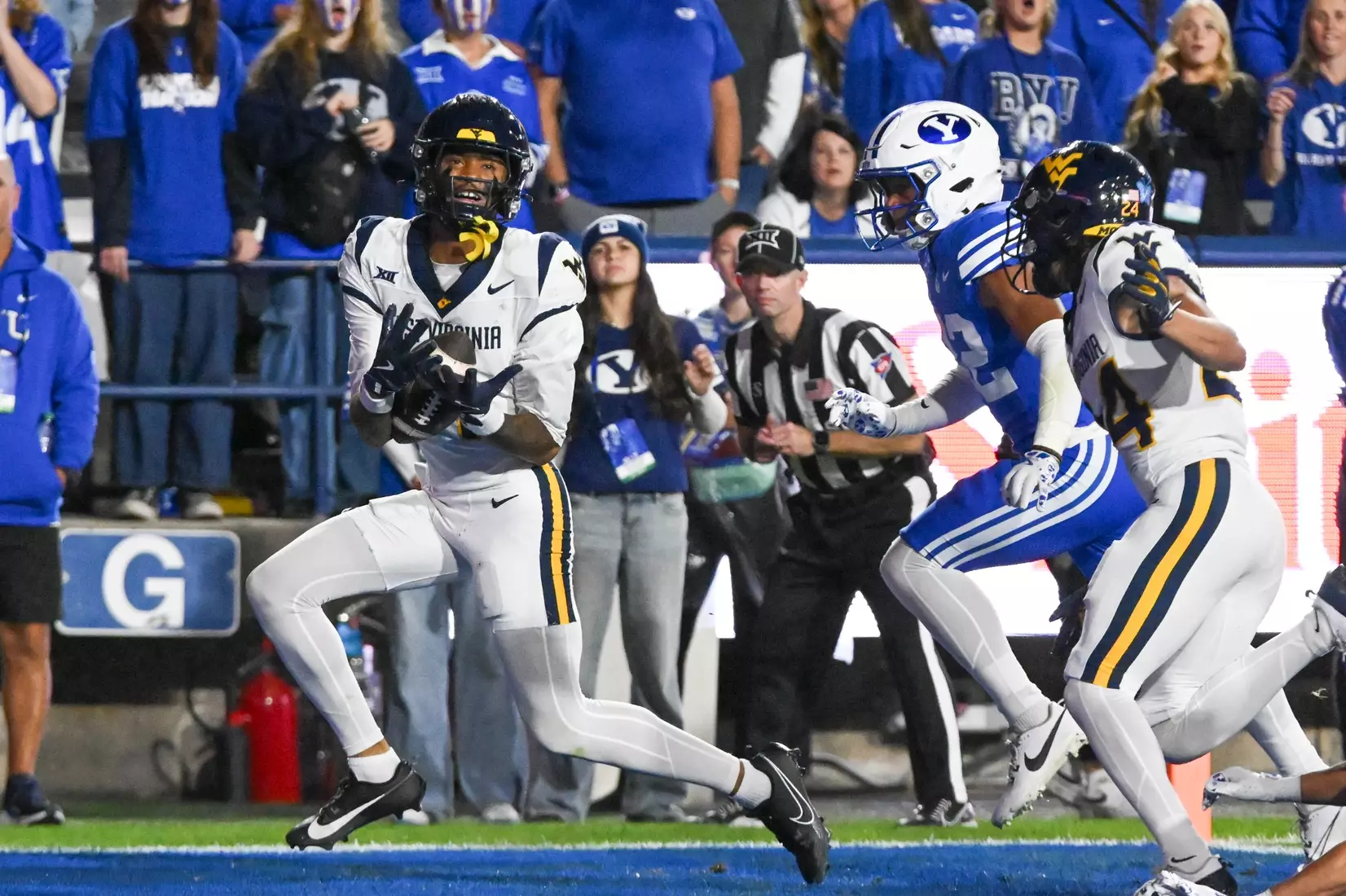 West Virginia faces BYU at Lavelle Edwards Stadium in Provo, Utah, on Friday, Oct. 3, 2025.