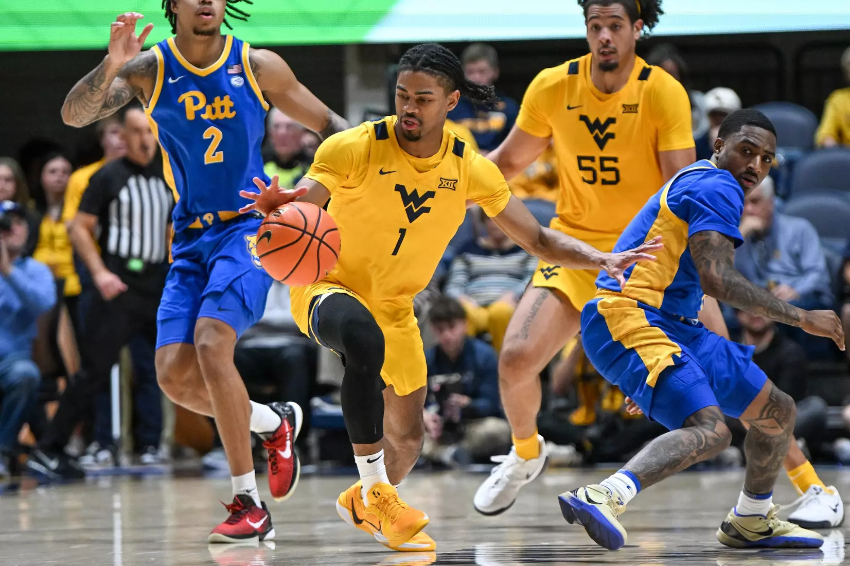 West Virginia hosts Pitt for the Backyard Brawl at Hope Coliseum on Thursday, Nov. 13, 2025, in Morgantown, W.Va.