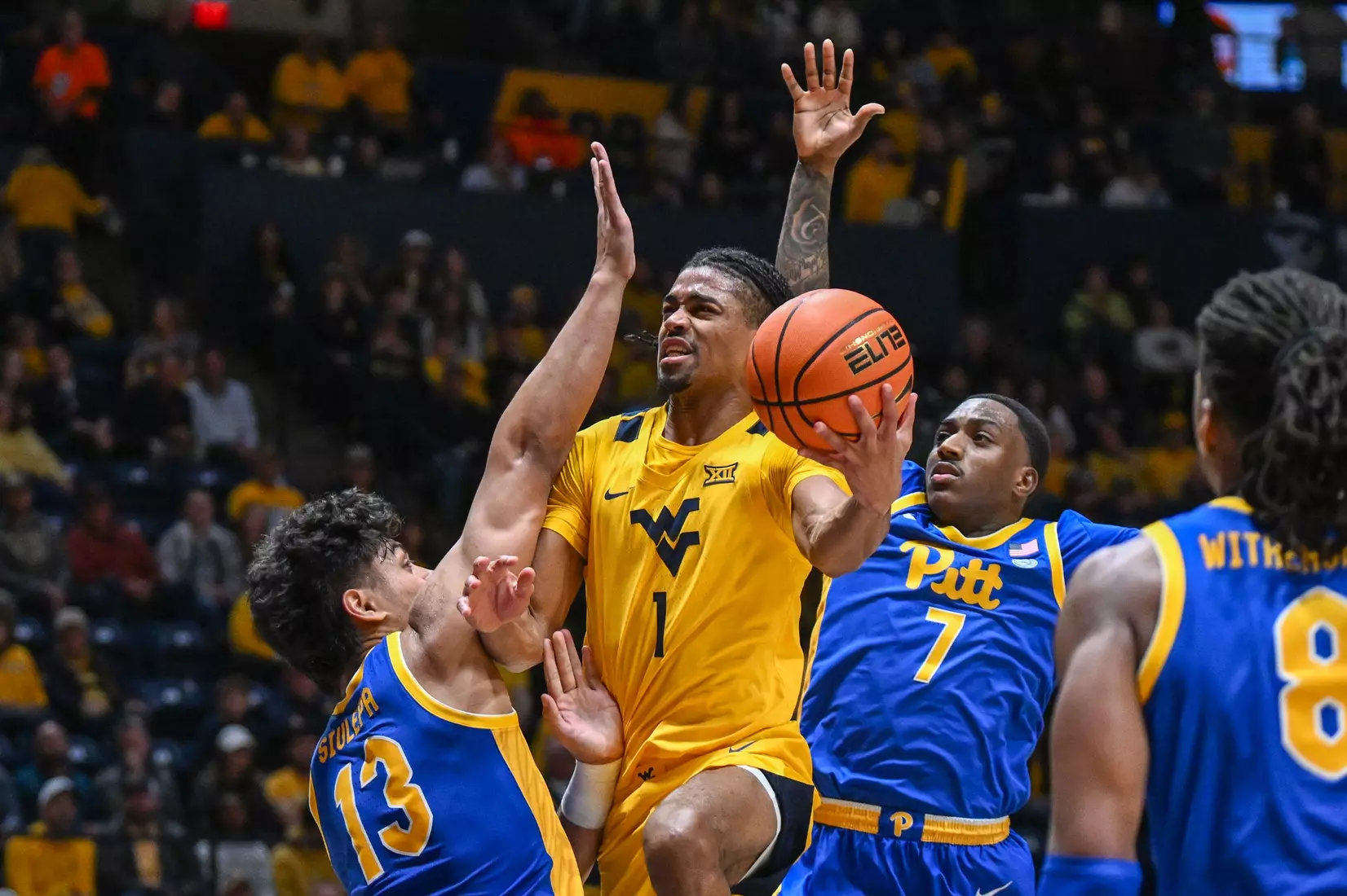 West Virginia hosts Pitt for the Backyard Brawl at Hope Coliseum on Thursday, Nov. 13, 2025, in Morgantown, W.Va.