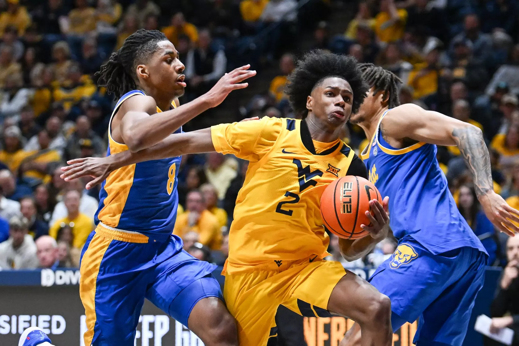 West Virginia hosts Pitt for the Backyard Brawl at Hope Coliseum on Thursday, Nov. 13, 2025, in Morgantown, W.Va.