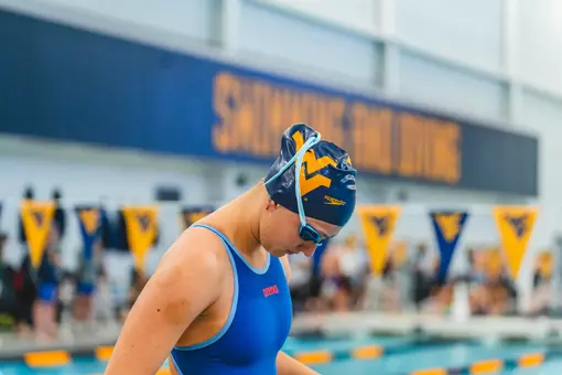 The West Virginia University men's and women's swimming and diving teams host the WVU Invitational on Nov. 20, 2025, at The Peak Health Aquatic Center at Mylan Park in Morgantown, W.Va.