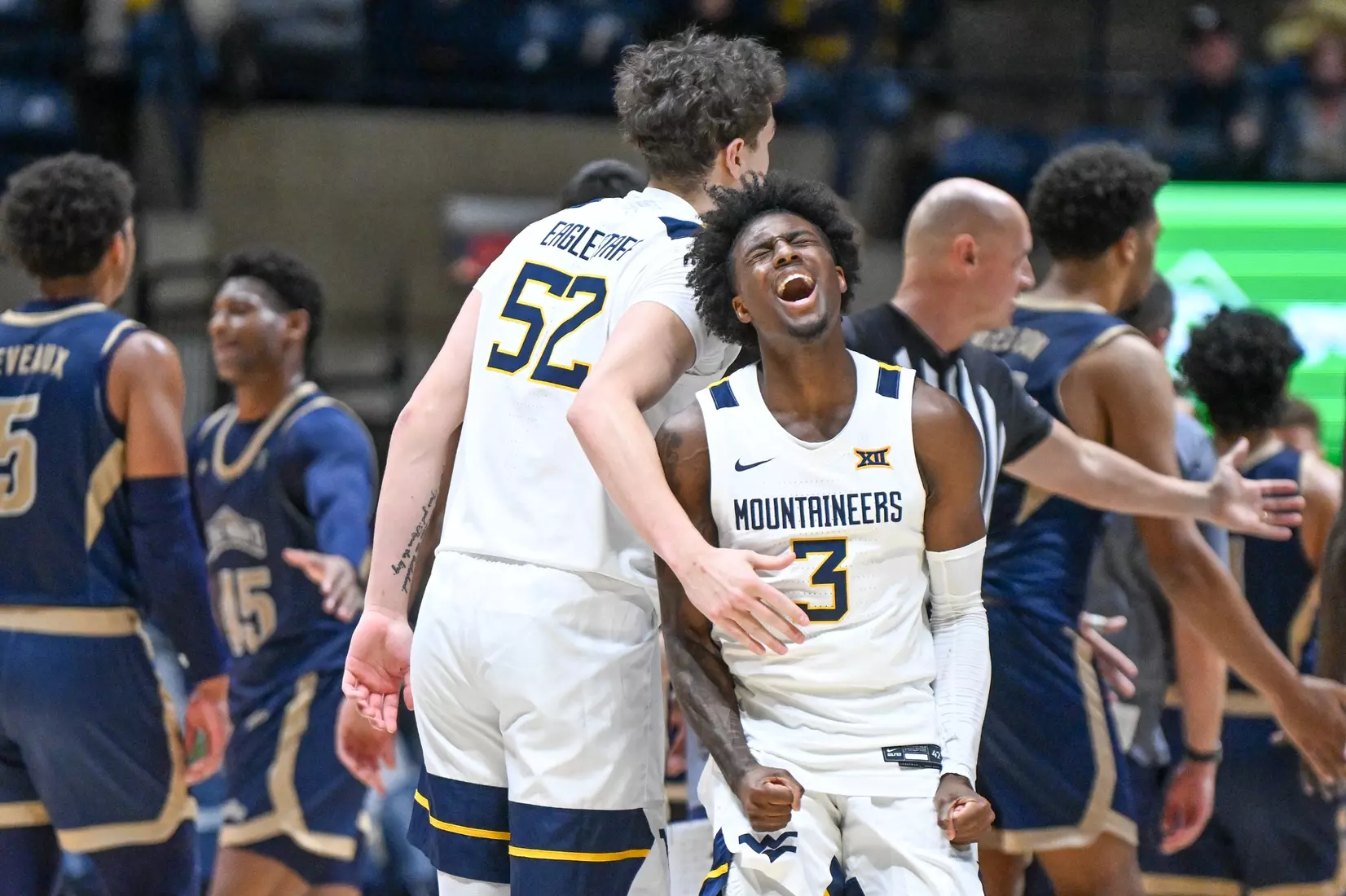 West Virginia opens the season against Mount St. Mary's on Nov. 4, 2025, at Hope Coliseum in Morgantown, W.Va.