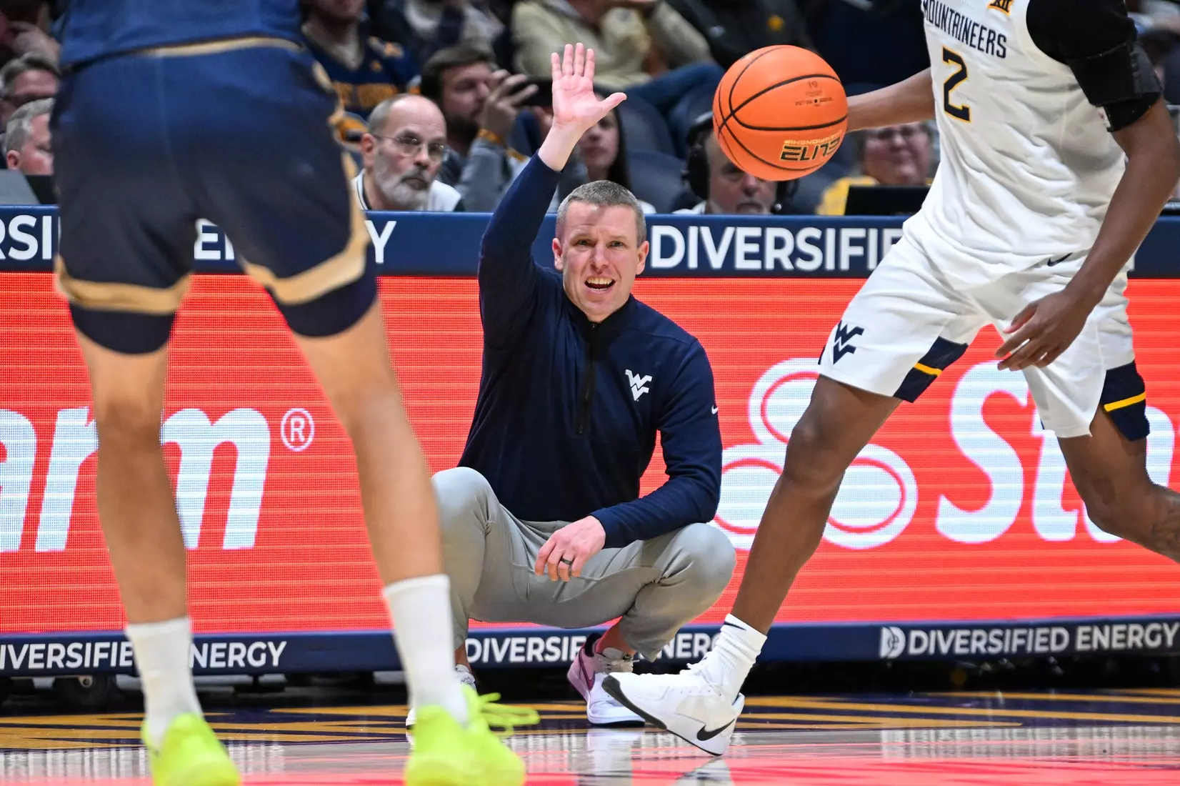 West Virginia opens the season against Mount St. Mary's on Nov. 4, 2025, at Hope Coliseum in Morgantown, W.Va.