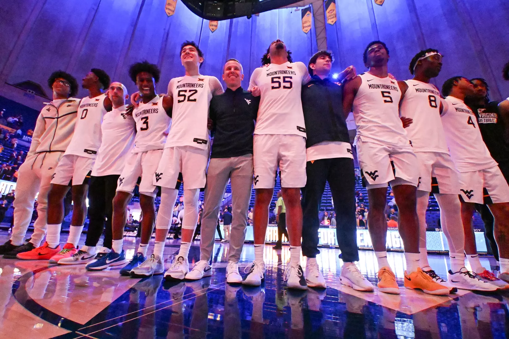 West Virginia opens the season against Mount St. Mary's on Nov. 4, 2025, at Hope Coliseum in Morgantown, W.Va.