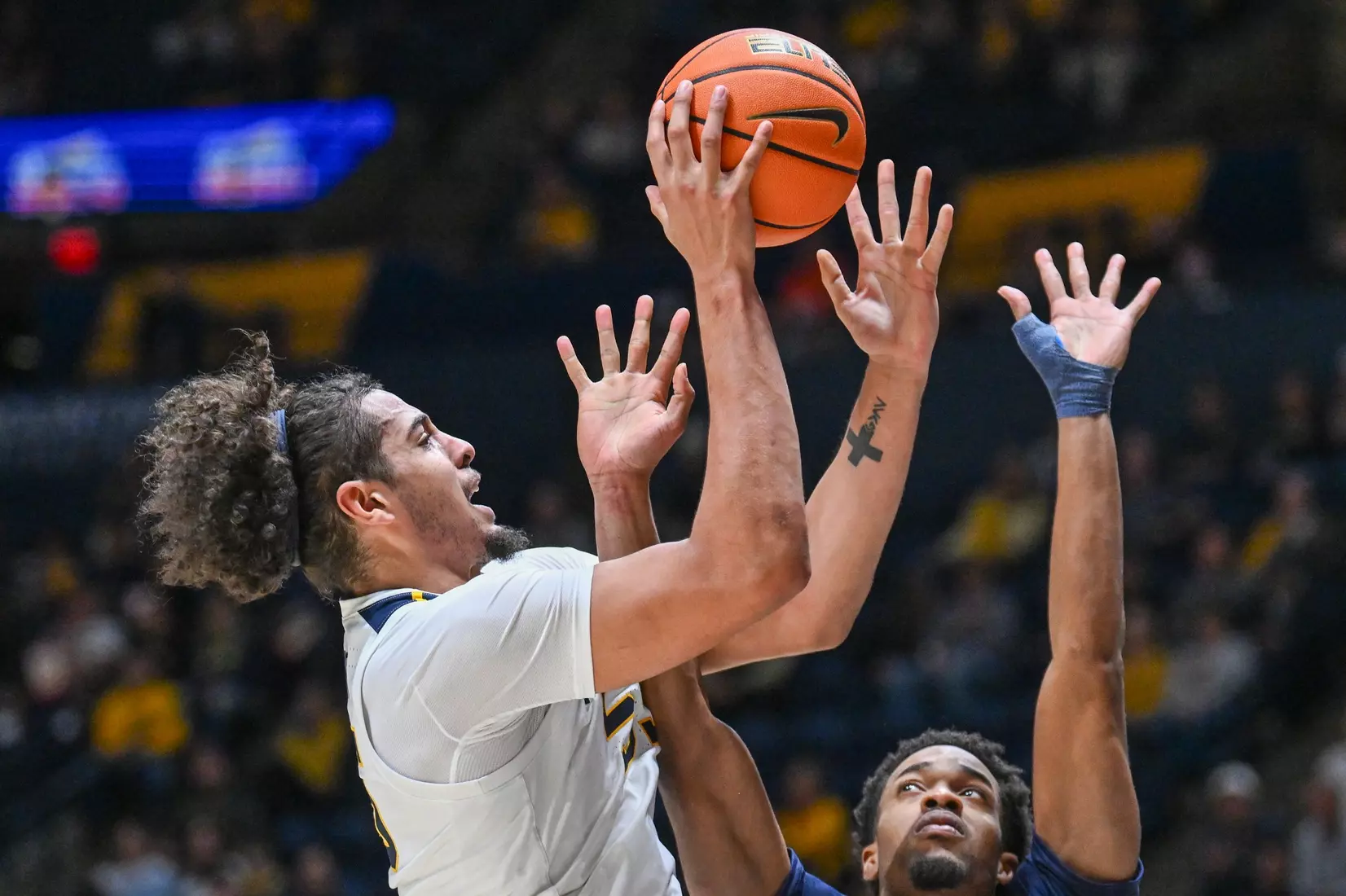 West Virginia opens the season against Mount St. Mary's on Nov. 4, 2025, at Hope Coliseum in Morgantown, W.Va.