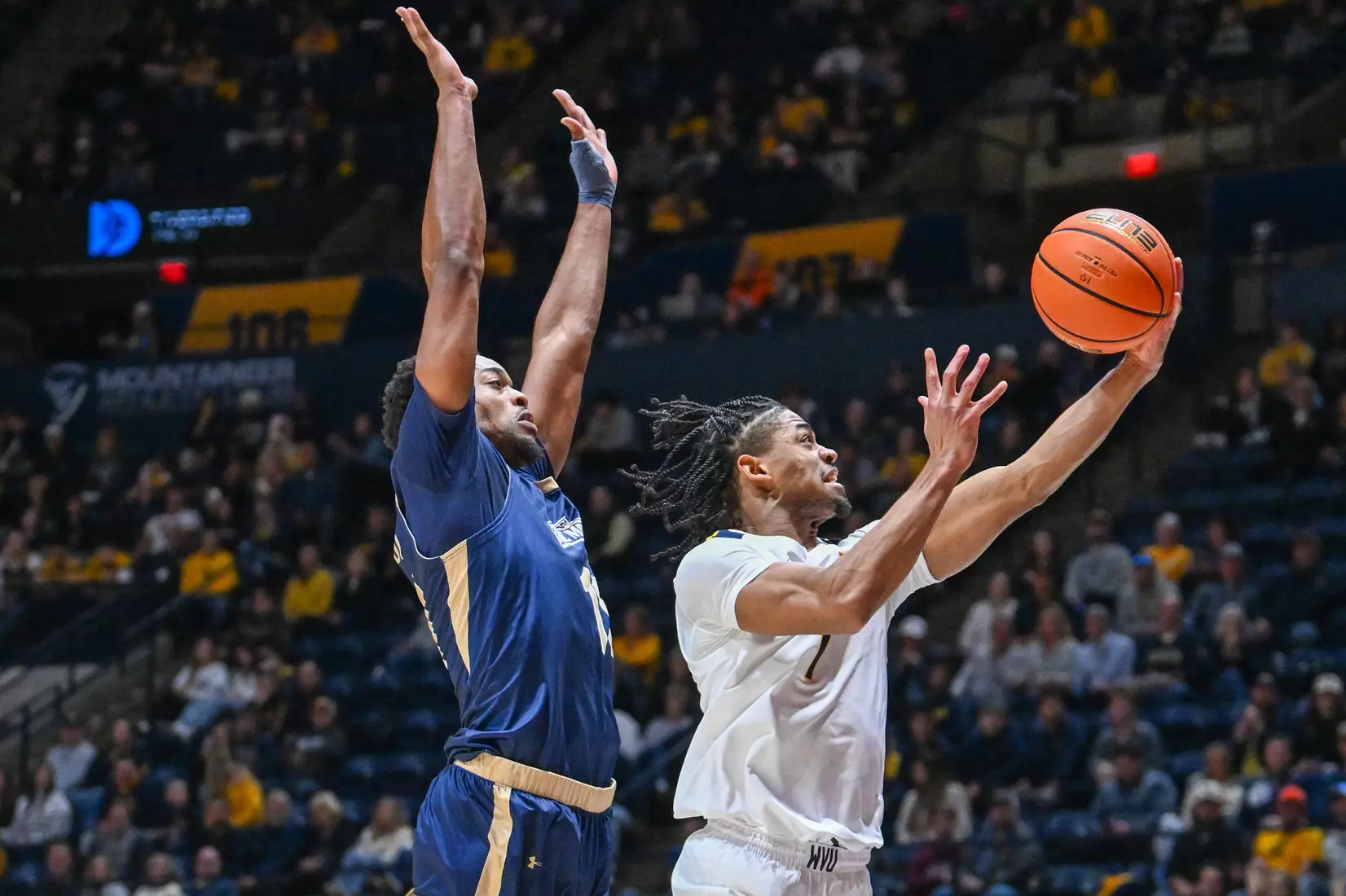 West Virginia opens the season against Mount St. Mary's on Nov. 4, 2025, at Hope Coliseum in Morgantown, W.Va.