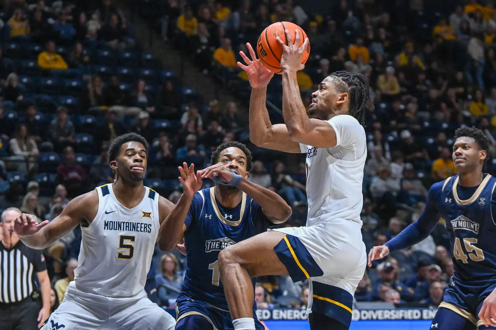 West Virginia opens the season against Mount St. Mary's on Nov. 4, 2025, at Hope Coliseum in Morgantown, W.Va.
