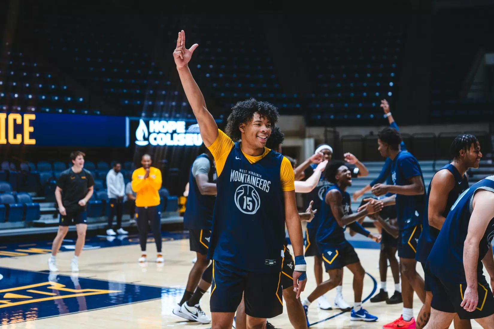 West Virginia opens the season against Mount St. Mary's on Nov. 4, 2025, at Hope Coliseum in Morgantown, W.Va.