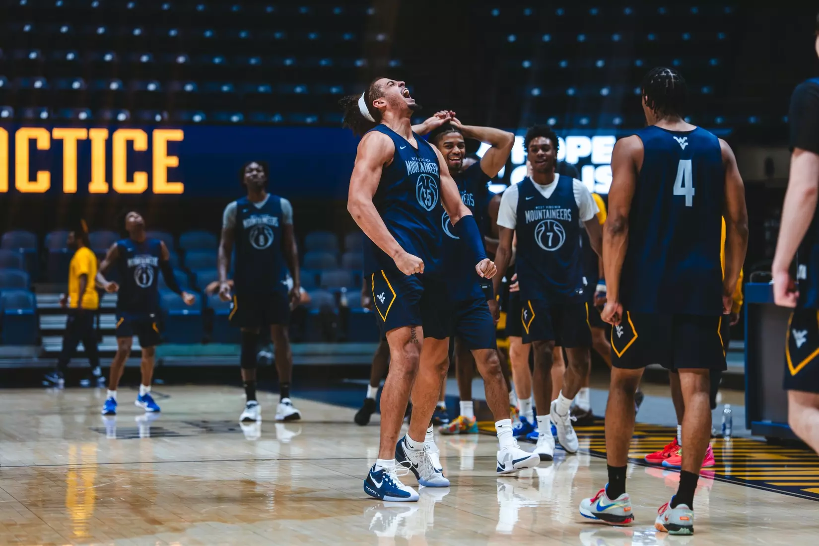 West Virginia opens the season against Mount St. Mary's on Nov. 4, 2025, at Hope Coliseum in Morgantown, W.Va.