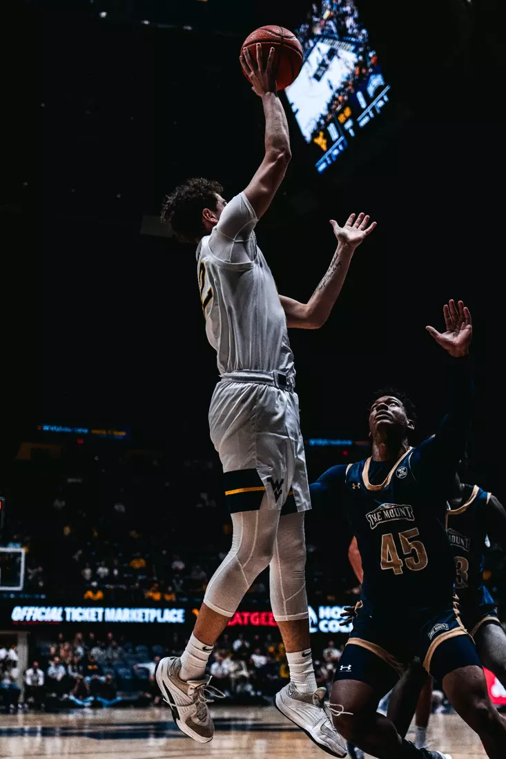 West Virginia opens the season against Mount St. Mary's on Nov. 4, 2025, at Hope Coliseum in Morgantown, W.Va.