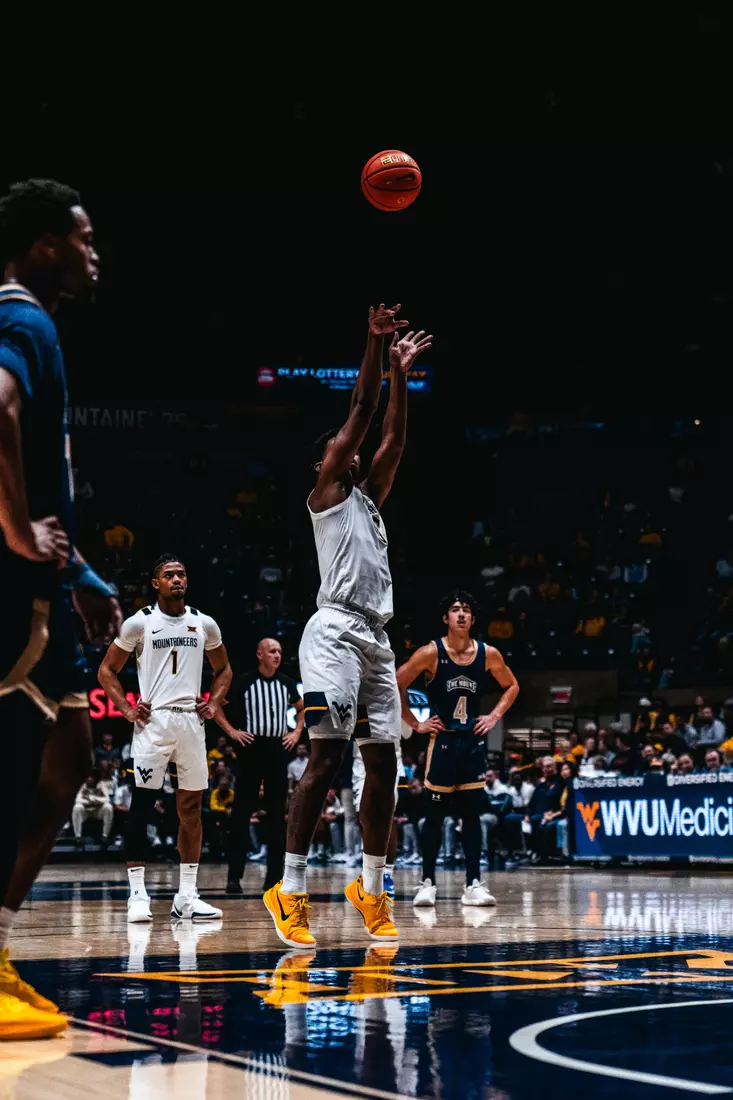 West Virginia opens the season against Mount St. Mary's on Nov. 4, 2025, at Hope Coliseum in Morgantown, W.Va.