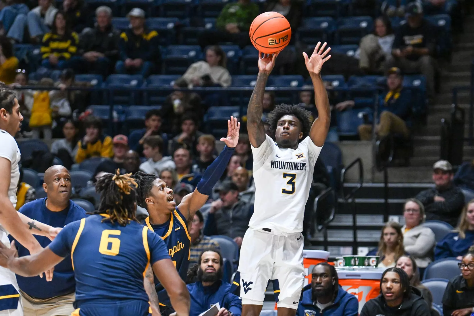 Game action WVU vs Coppin St. Dec. 3, 2025 at the Hope Coliseum