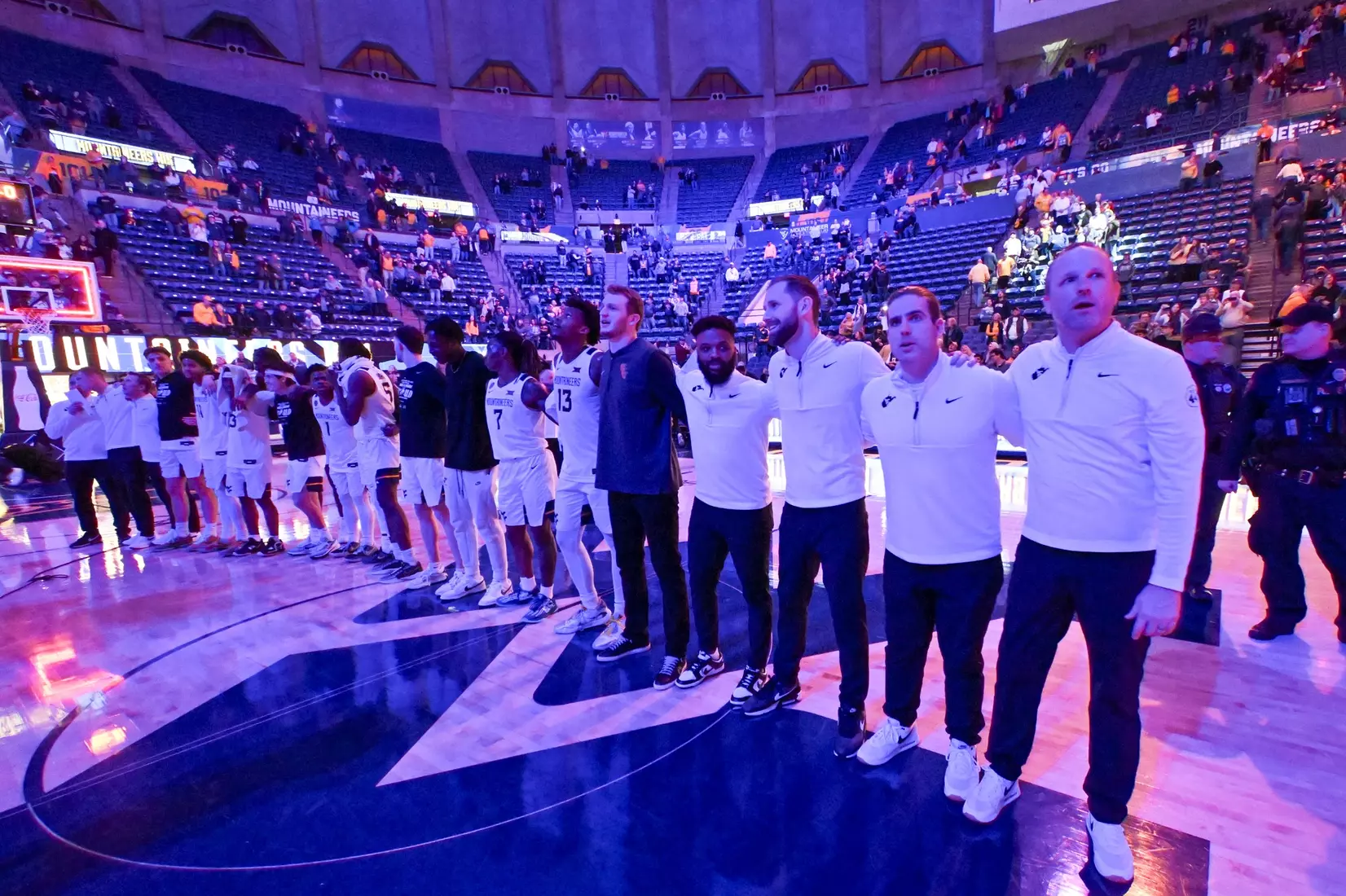 The Mountaineers sing Country Roads after the victory over TCU.