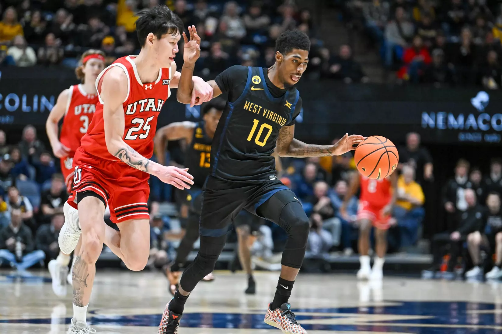 Sencire Harris completes the steal against Utah.