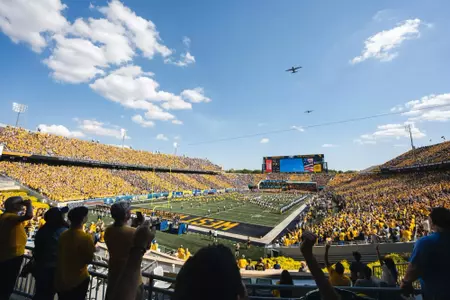 West Virginia faces Pitt in the Backyard Brawl at Milan Puskar Stadium on Sept. 13, 2025, in Morgantown, W.Va.