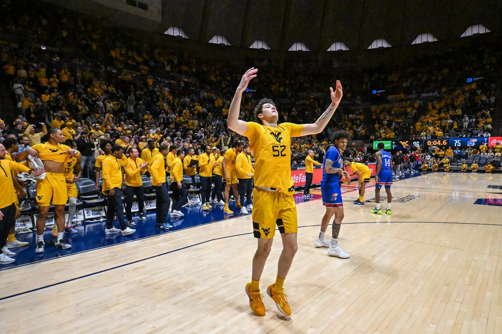 West Virginia hosts No. 22 Kansas on Jan. 10, 2026, at Hope Coliseum in Morgantown, W.Va.