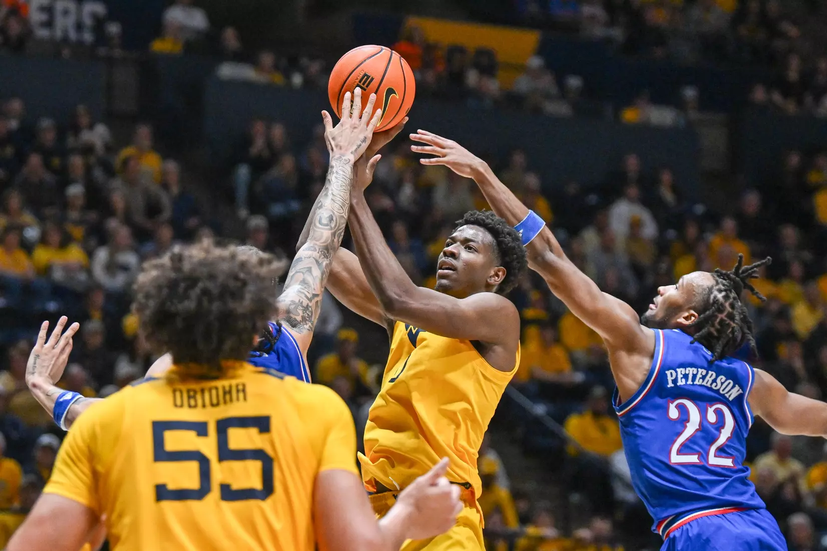West Virginia hosts No. 22 Kansas on Jan. 10, 2026, at Hope Coliseum in Morgantown, W.Va.
