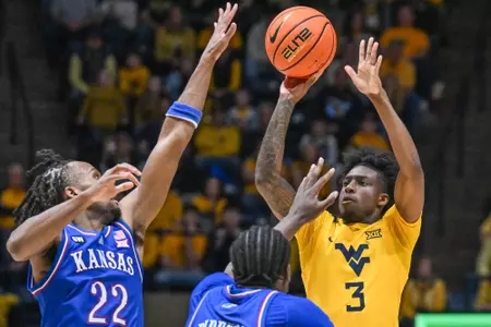 West Virginia hosts No. 22 Kansas on Jan. 10, 2026, at Hope Coliseum in Morgantown, W.Va.