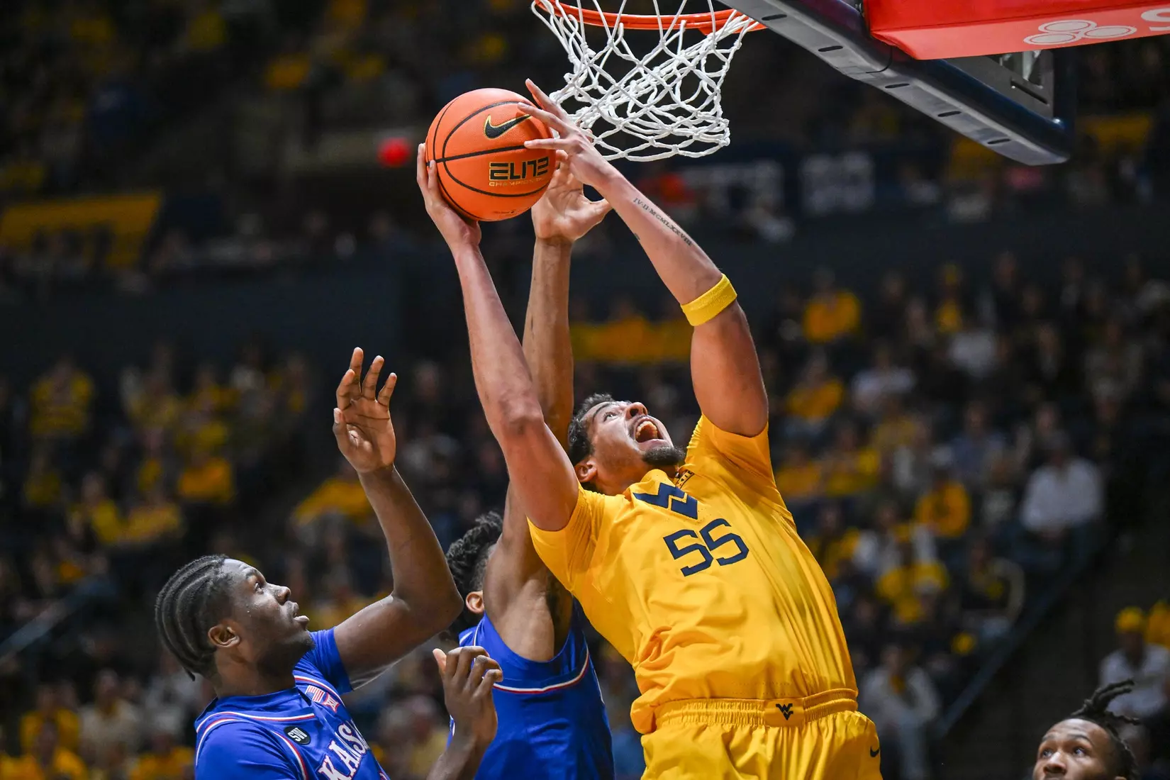 West Virginia hosts No. 22 Kansas on Jan. 10, 2026, at Hope Coliseum in Morgantown, W.Va.