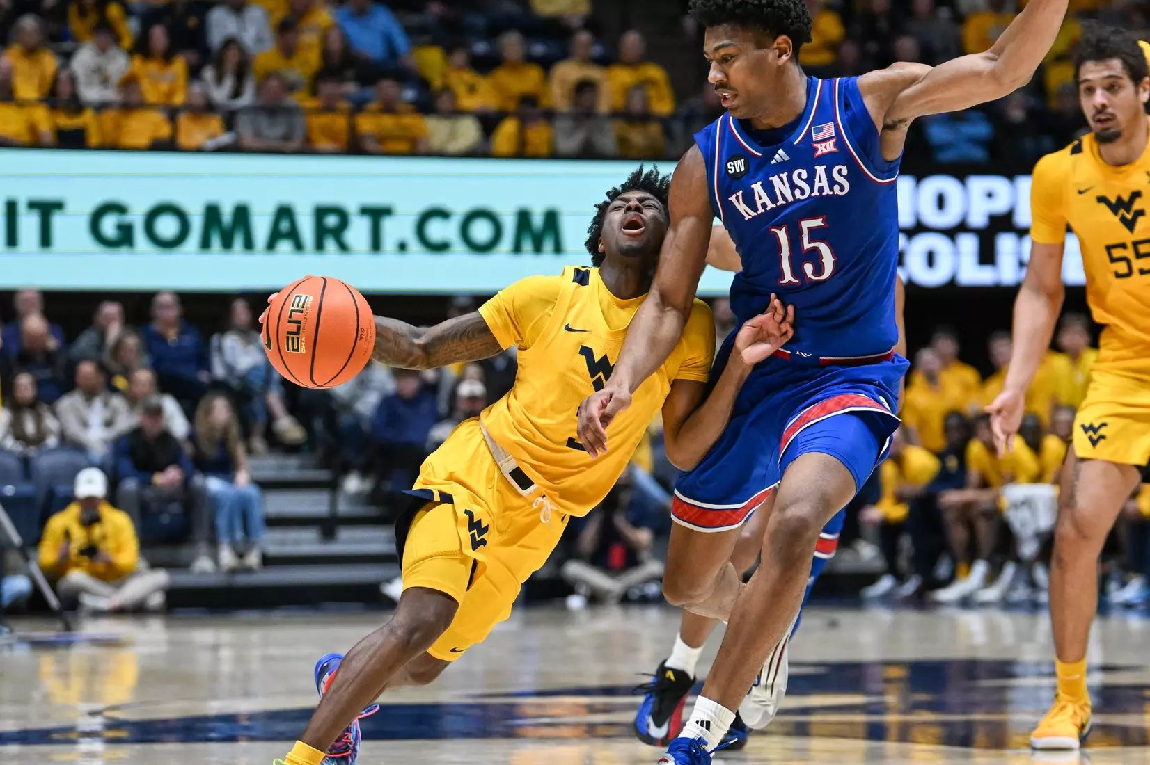 West Virginia hosts No. 22 Kansas on Jan. 10, 2026, at Hope Coliseum in Morgantown, W.Va.