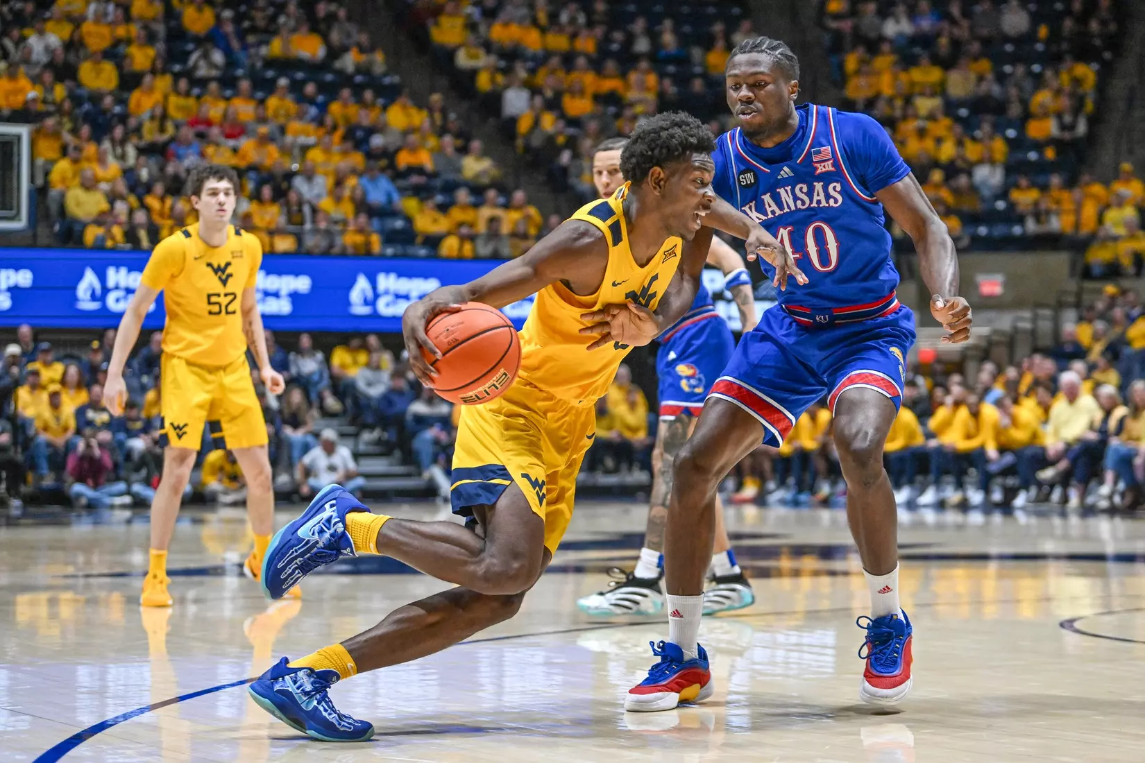West Virginia hosts No. 22 Kansas on Jan. 10, 2026, at Hope Coliseum in Morgantown, W.Va.