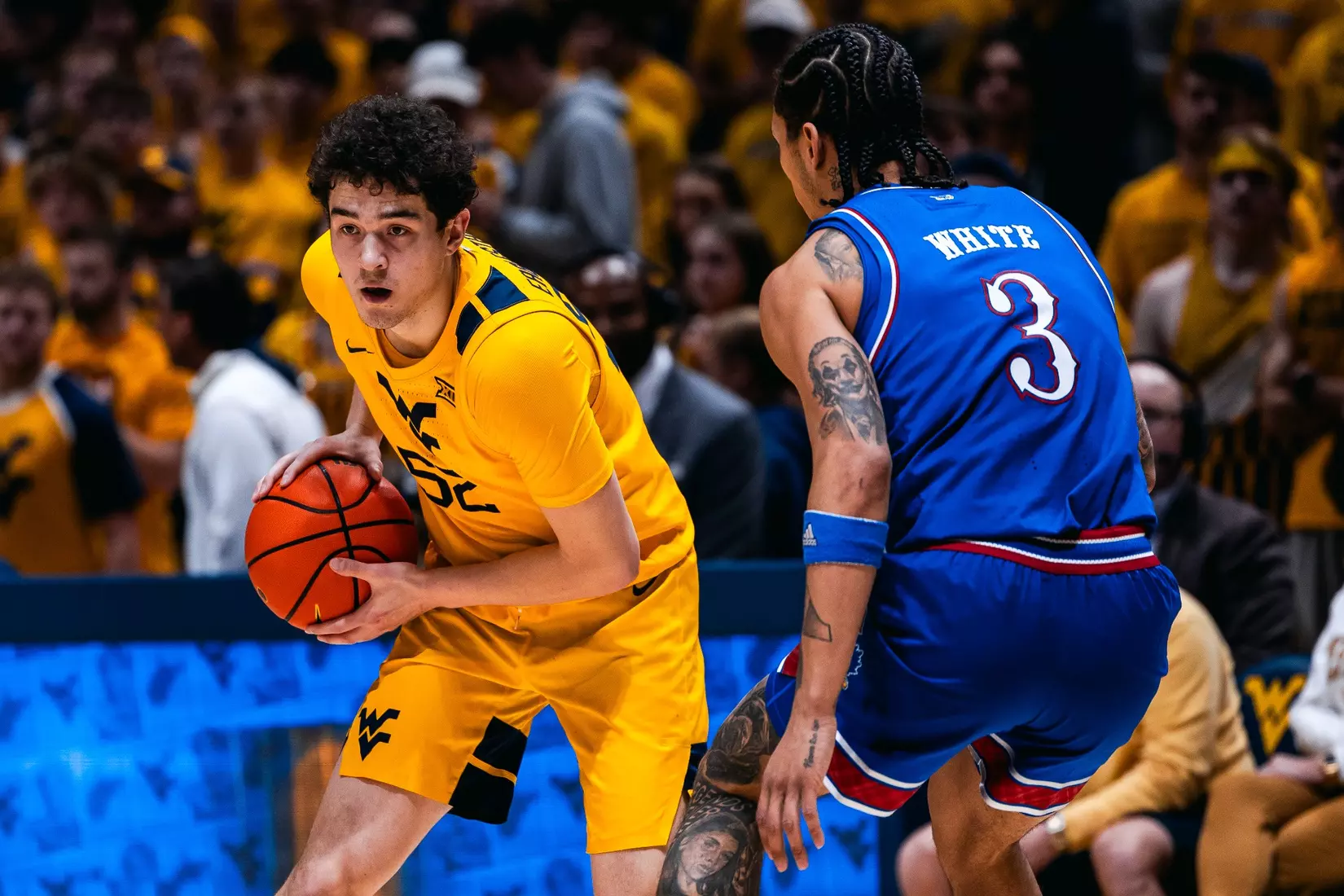 West Virginia hosts No. 22 Kansas on Jan. 10, 2026, at Hope Coliseum in Morgantown, W.Va.