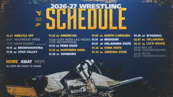 The 2026-27 WVU wrestling schedule with all opponents.