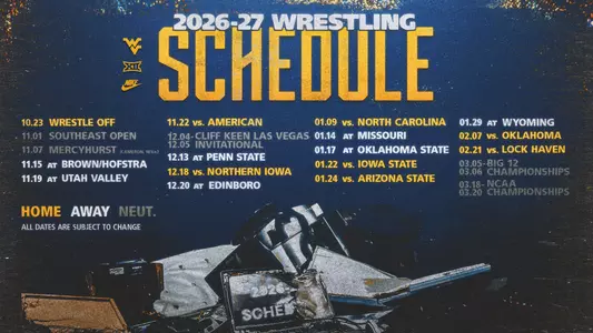 The 2026-27 WVU wrestling schedule with all opponents.