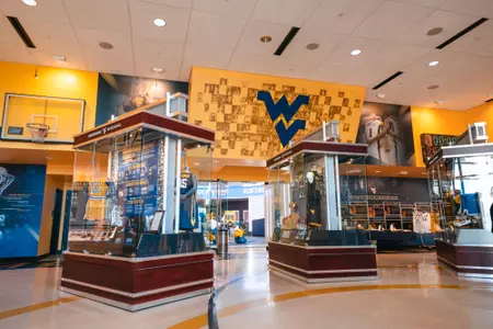 The museum inside the WVU Basketball Practice Facility at the Hope Coliseum Complex.