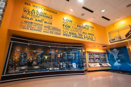 The museum inside the WVU Basketball Practice Facility at the Hope Coliseum Complex.