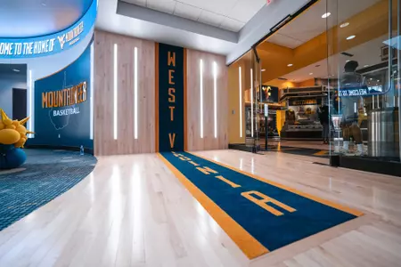 The entry to the WVU Basketball Practice Facility at the Hope Coliseum Complex.