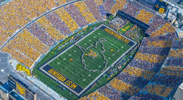 Milan Puskar Stripe the Stadium for a game played in Morgantown in 2026.