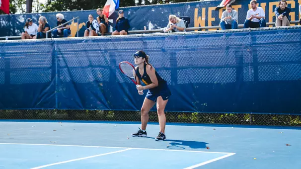 Daniela Gonzales awaits a serve during a match at the Martha Thorn Invitational.