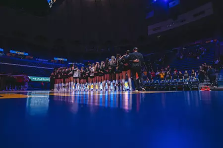 WVU Volleyball team sings Country Roads after defeating Cincinnati in four sets on Oct. 16