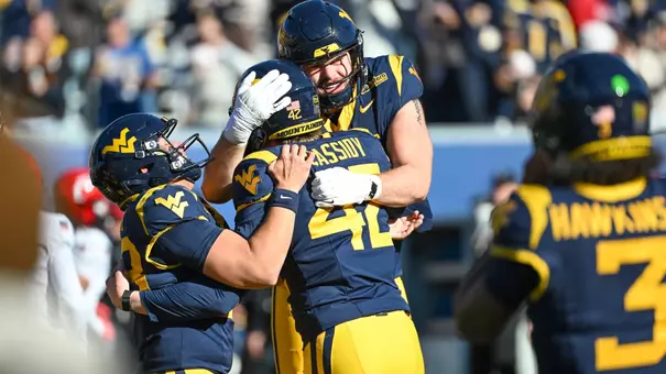 Jack Cassidy celebrates his game-winning field goal to defeat Cincinnati 45-42 at Milan Puskar Stadium on Saturday, October 17, 2026.