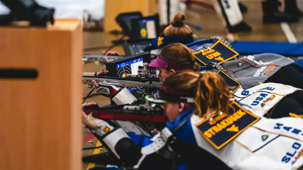 WVU Rifle Team in season opening match shooting prone smallbore