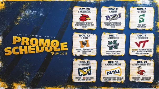 WVU's nonconference basketball schedule with promotions