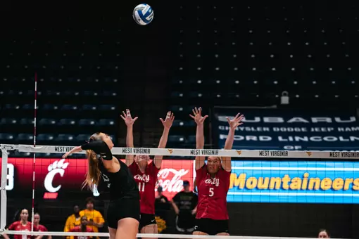 Nina Horning attacks against Cincinnati when they faced each other on Oct. 16