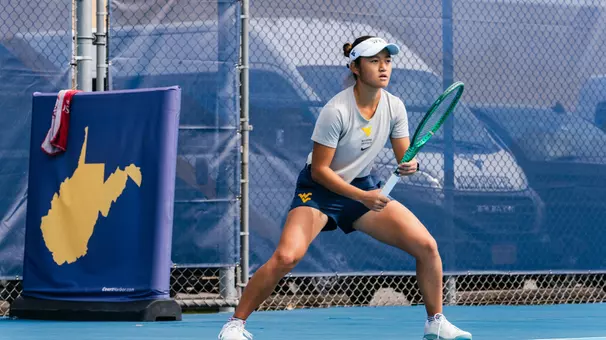 Rio Maeda awaits a serve at the Martha Thorn Invitational