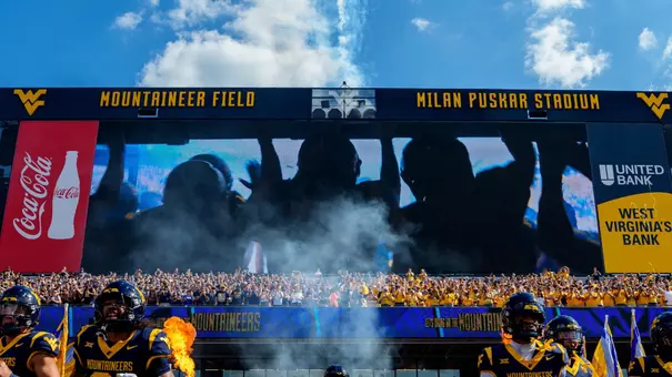A picture of the scoreboard during a game played at Milan Puskar Stadium in 2025.