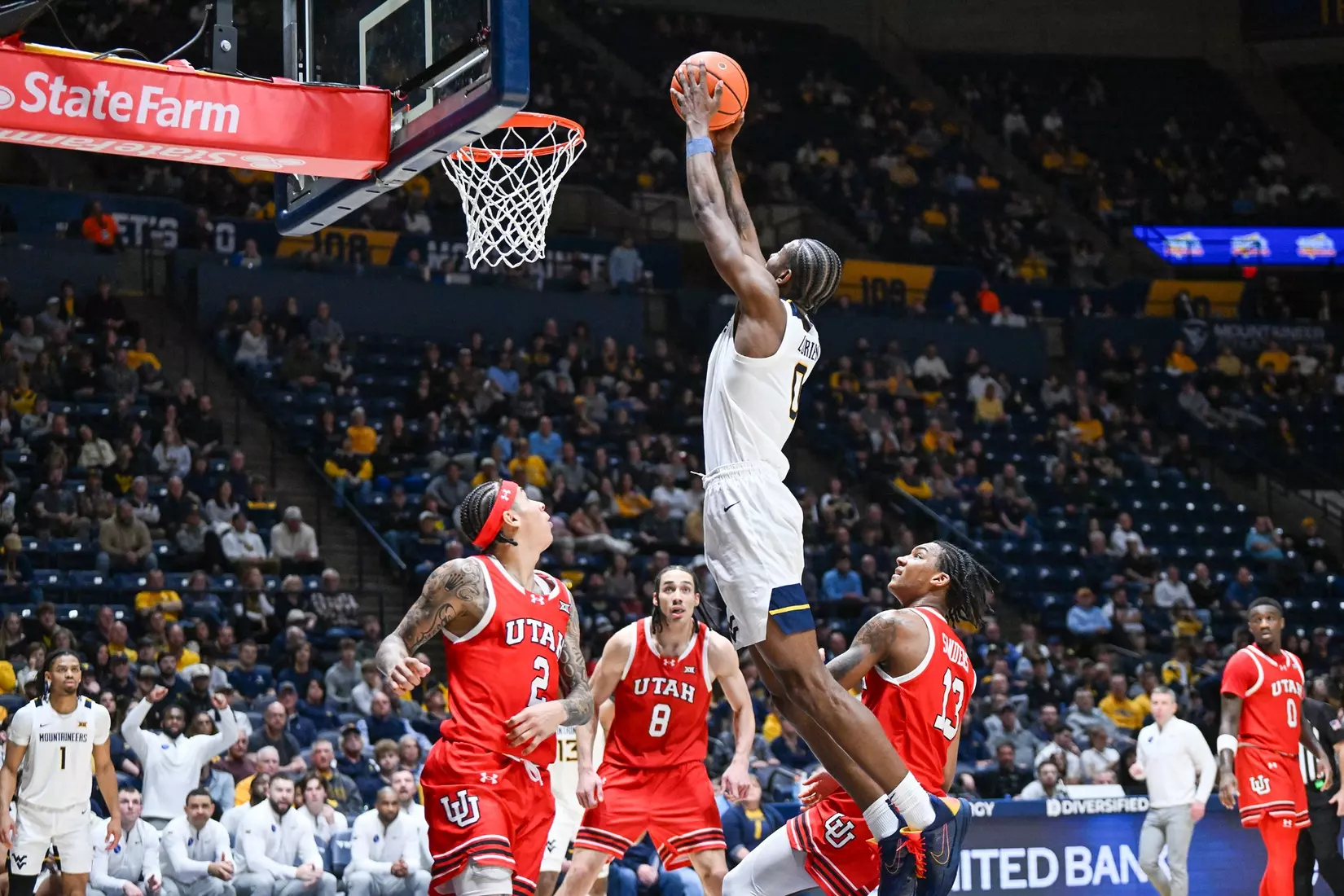Game action from WVU vs Utah Wednesday, Feb. 18, 2026 at the Hope Coliseum.