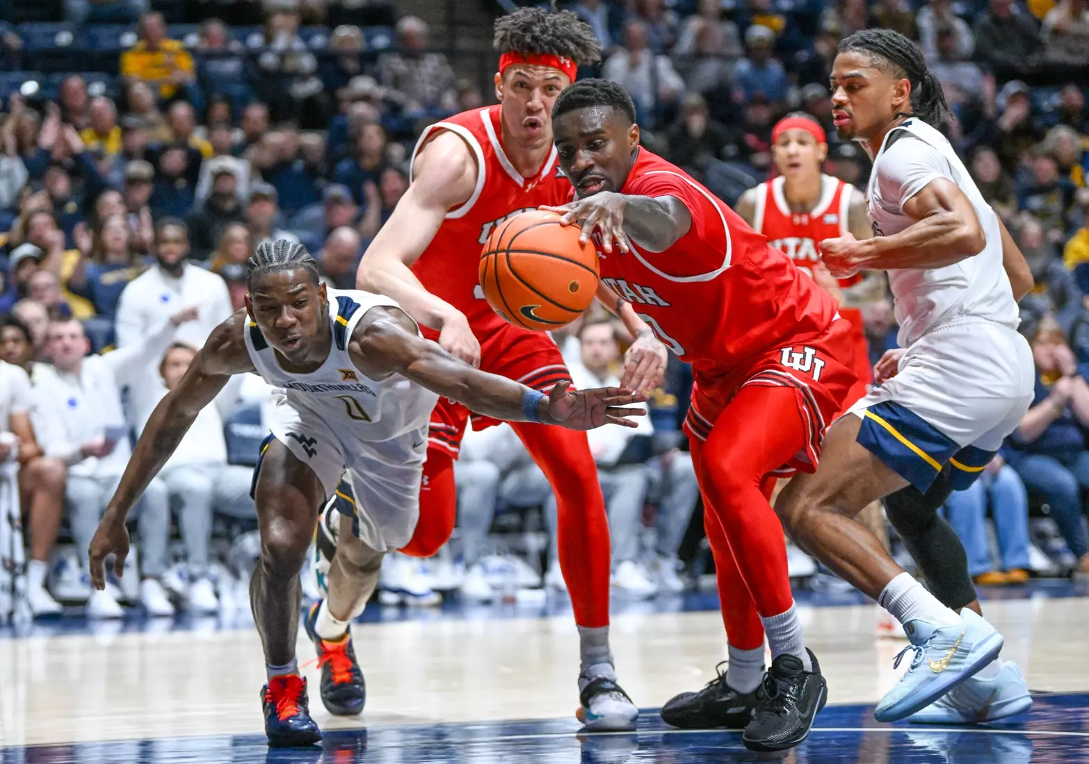 Game action from WVU vs Utah Wednesday, Feb. 18, 2026 at the Hope Coliseum.
