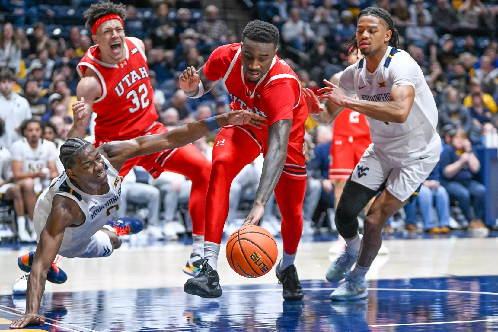 Game action from WVU vs Utah Wednesday, Feb. 18, 2026 at the Hope Coliseum.
