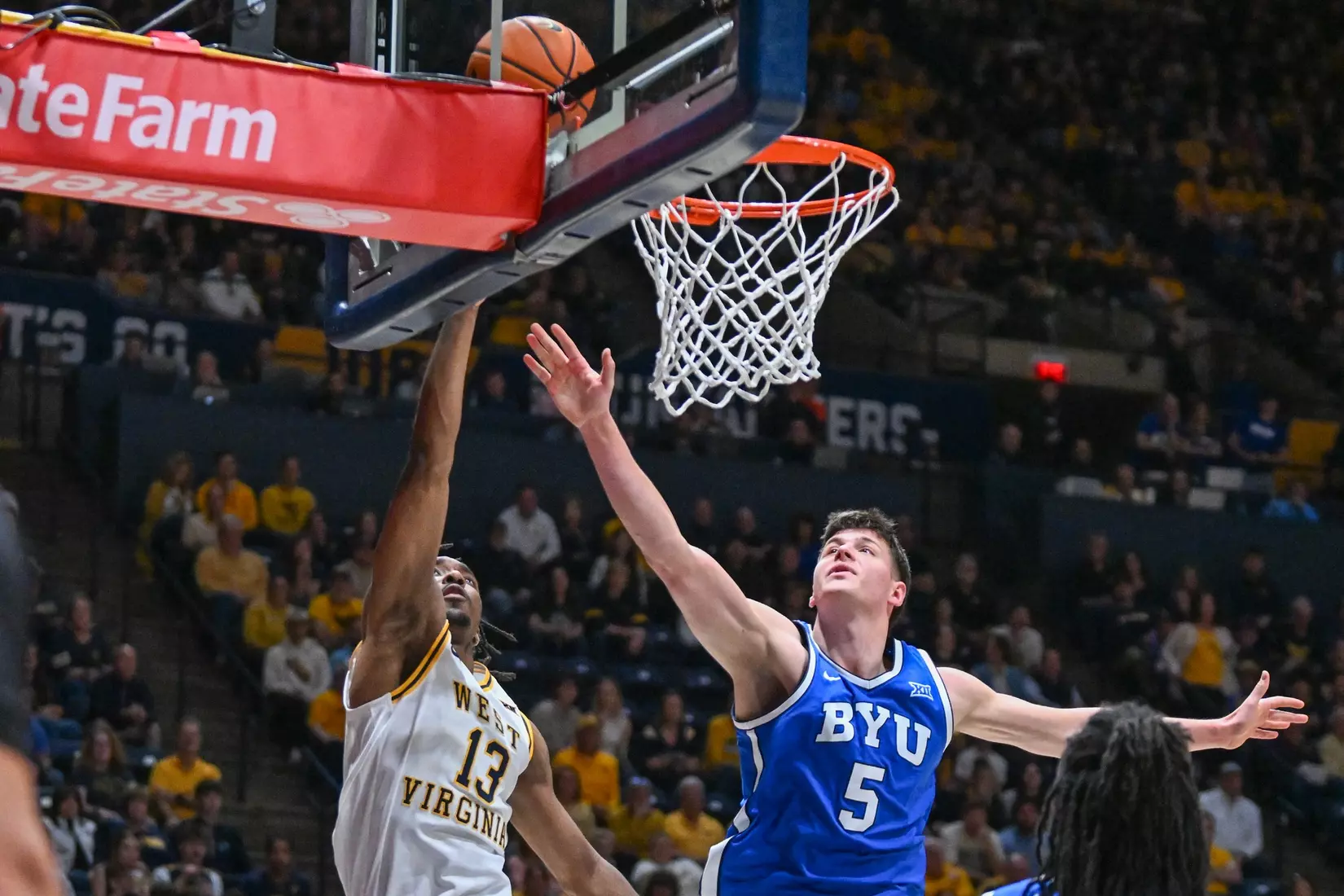 WVU men's basketball game action vs BYU Saturday, Feb. 28, 2026.